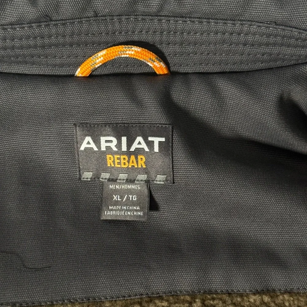 Ariat Rebar DuraCanvas Sherpa Lined Coat Mens XL Tall Iron Grey Work Jacket New